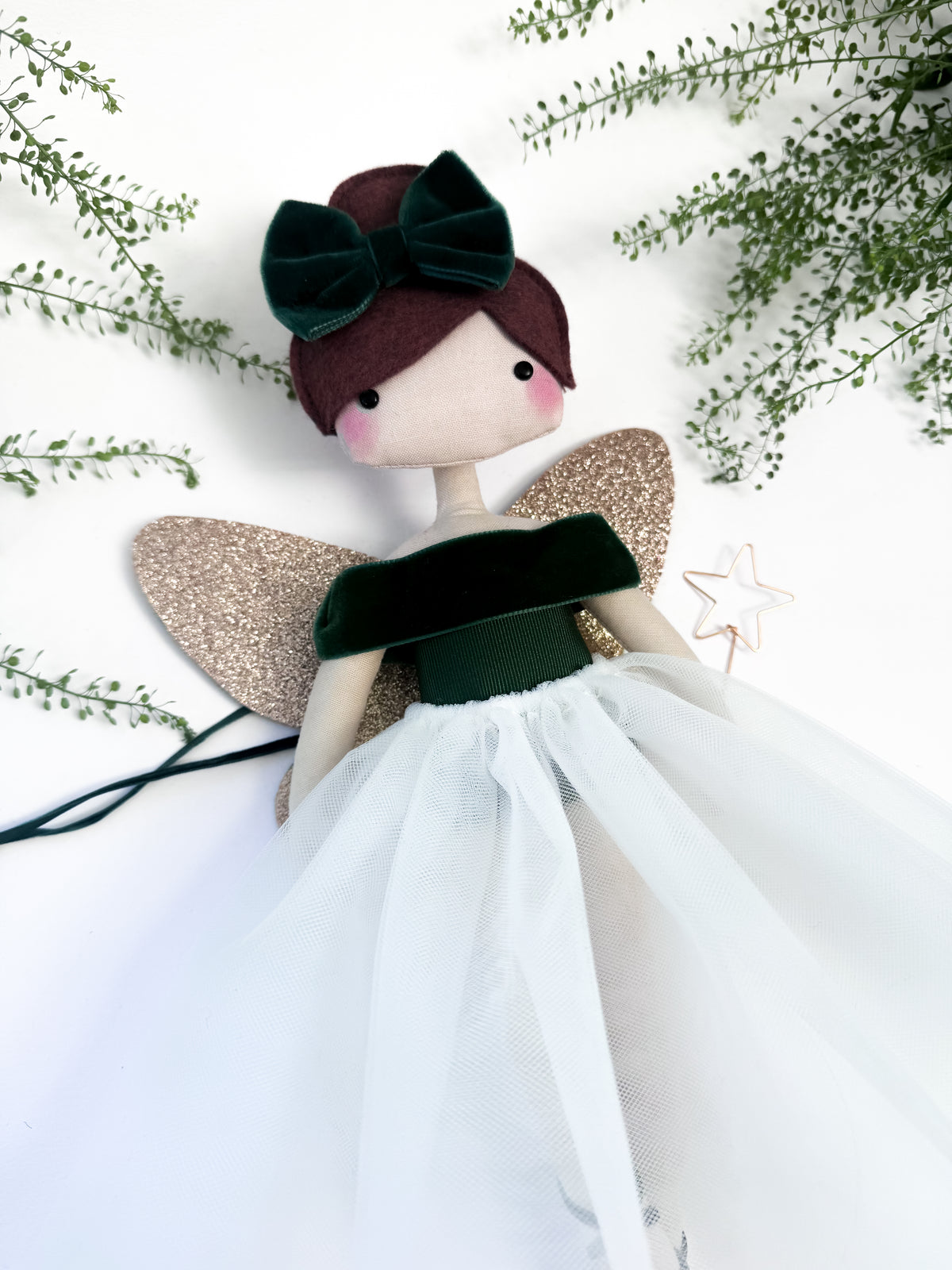 Forest Green Velvet Fairy Tree Topper