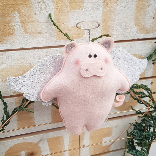Gabe, the Pig Angel Tree Topper