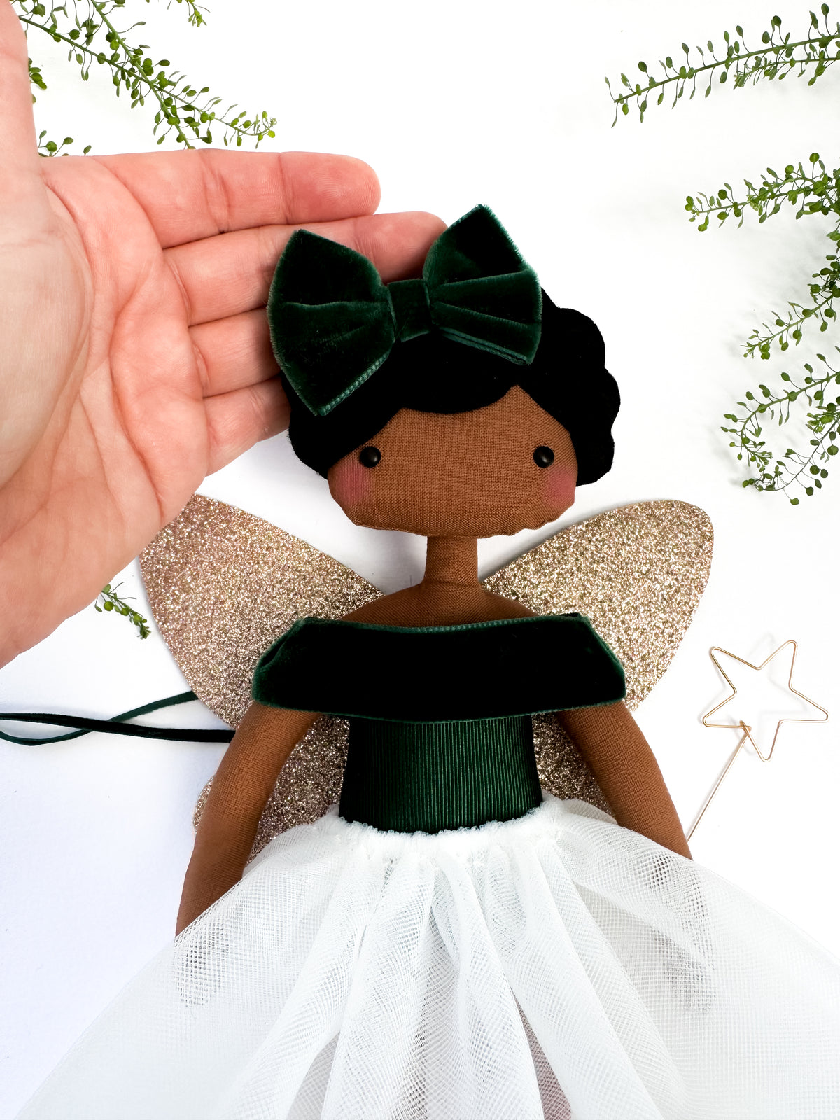 Forest Green Velvet Fairy Tree Topper