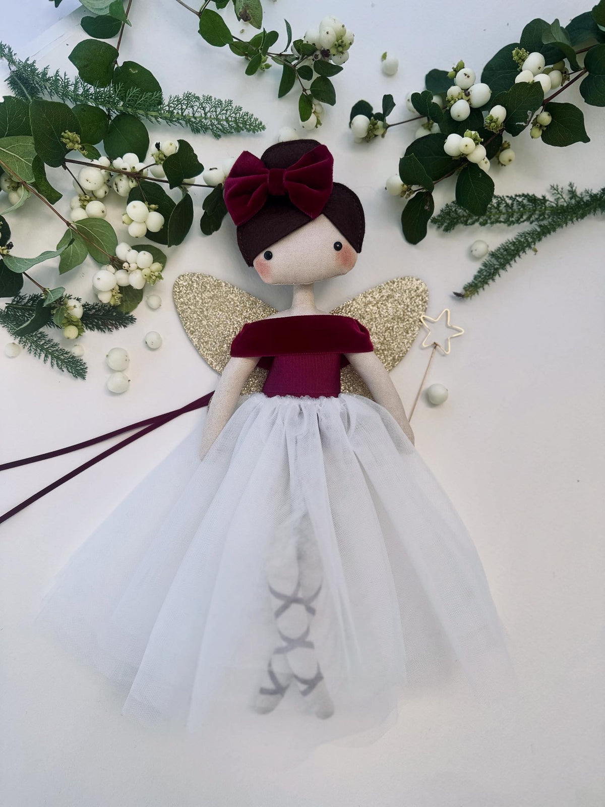 Burgundy Velvet Fairy Tree Topper