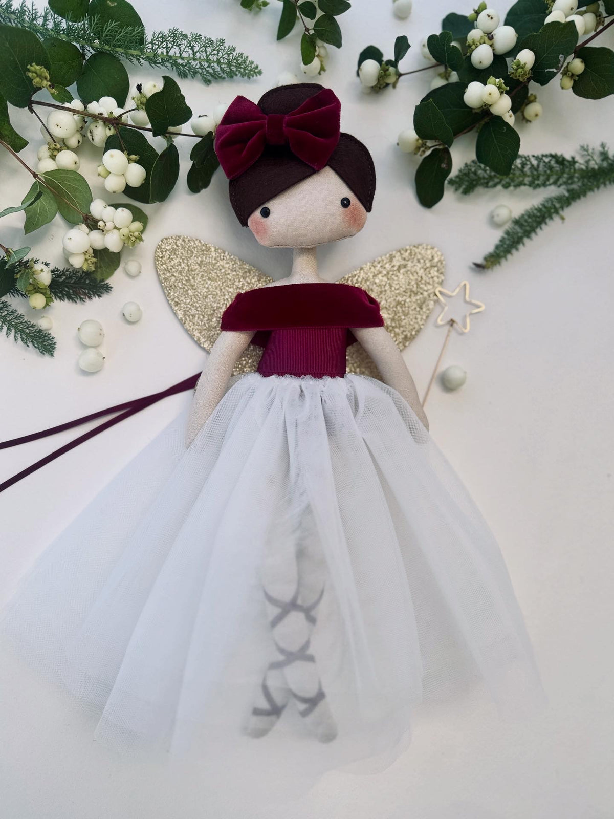 Burgundy Velvet Fairy Tree Topper